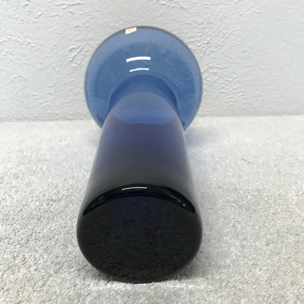 Sasaki Crystal Glass Vase Cobalt‎ Blue MCM Cupped Rim Japan 11.75